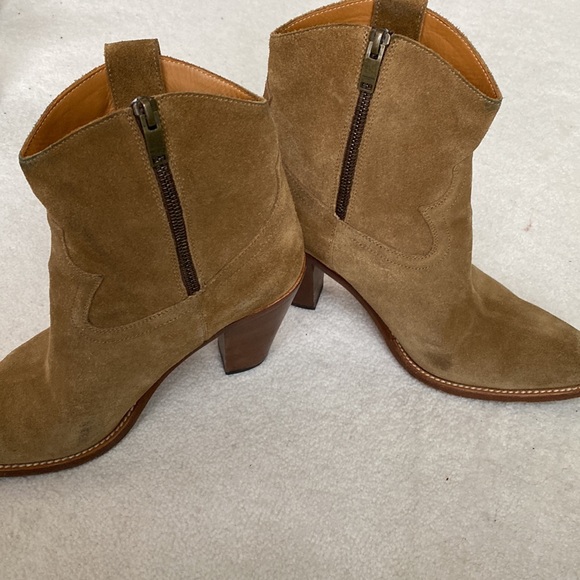 Saint Laurent Paris Dark Tan Suede Heeled Zip up Booties - Picture 9 of 16